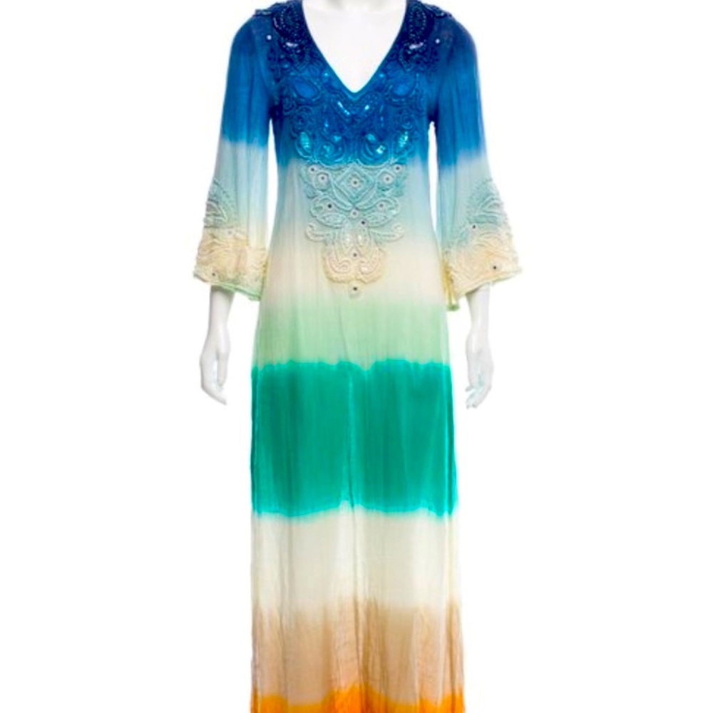 Calypso, multicolor V-neck maxi dress size S